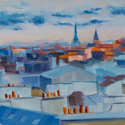 Painting Toits de Paris pastel by Eugène Romain | Painting Figurative Oil Landscapes, Pop icons