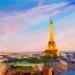 Pintura La Tour Eiffel en pastel por Eugène Romain | Pintura Figurativo Paisajes Aceite