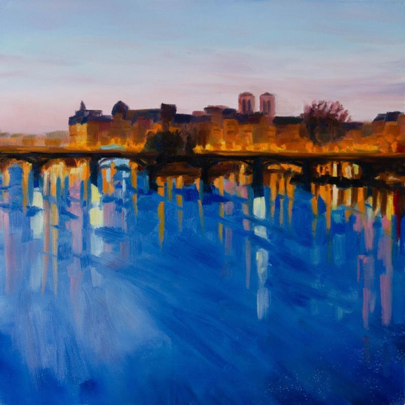 Painting Lumières parisiennes   by Eugène Romain | Painting Figurative Landscapes Oil