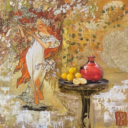 Painting Le petit matin  by Romanelli Karine | Painting Figurative Acrylic, Gluing, Paper, Pastel, Posca Life style, Still-life