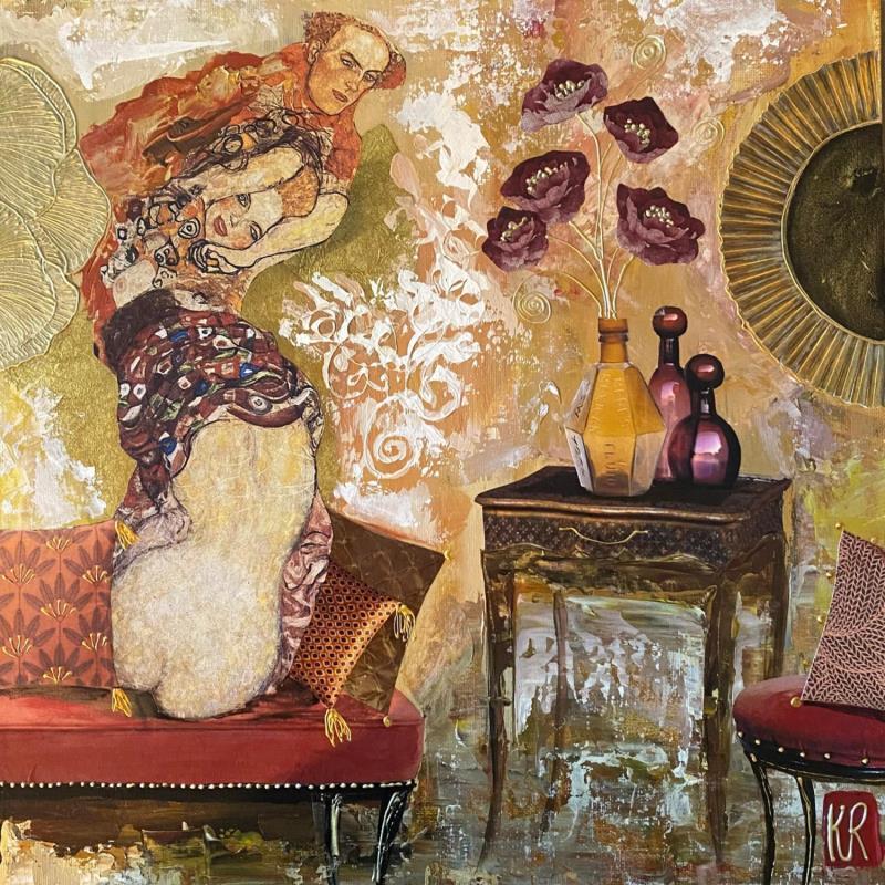 Painting Les retrouvailles  by Romanelli Karine | Painting Figurative Portrait Life style Acrylic Gluing Posca Pastel Paper