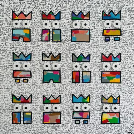Painting LES POTES by Mam | Painting Pop-art Acrylic Black & White, Minimalist, Pop icons