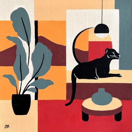 Painting Crimson Silence by Birsak Mariah | Painting Naive art Acrylic Animals, Nature, Pop icons, Urban