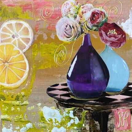 Peinture Flower power par Romanelli Karine | Tableau Figuratif Acrylique, Collage, Papier, Pastel, Posca Natures mortes