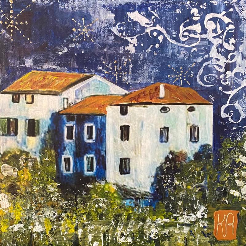 Peinture Tuscany  par Romanelli Karine | Tableau Figuratif Paysages Acrylique Collage Posca Pastel Papier