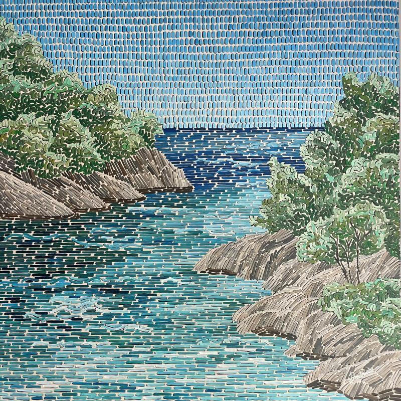 Peinture Calanques de Marseille  par Dmitrieva Daria | Tableau Impressionnisme Paysages Marine Nature Acrylique