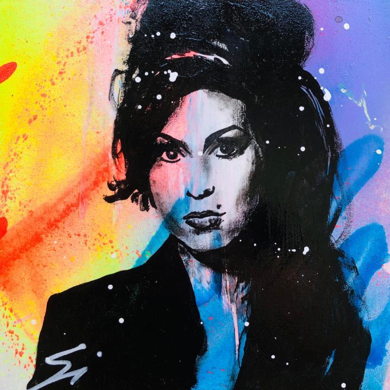 Pintura Amy Winehouse por Mestres Sergi | Pintura Pop art Música Iconos pop Graffiti Acrílico