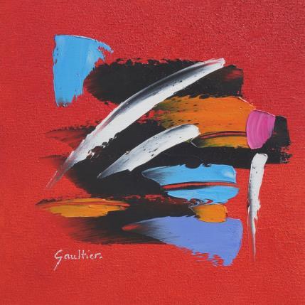 Painting Composition en rouge by Gaultier Dominique | Painting Abstract Oil Minimalist