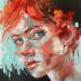 Painting Arancio Notte (Nuit orangée) by Abbondanzia Monica | Painting Figurative Oil Acrylic
