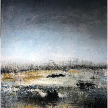 Peinture Camargue aux Taureaux par Rocco Sophie | Tableau Art Singulier Acrylique, Collage, Sable
