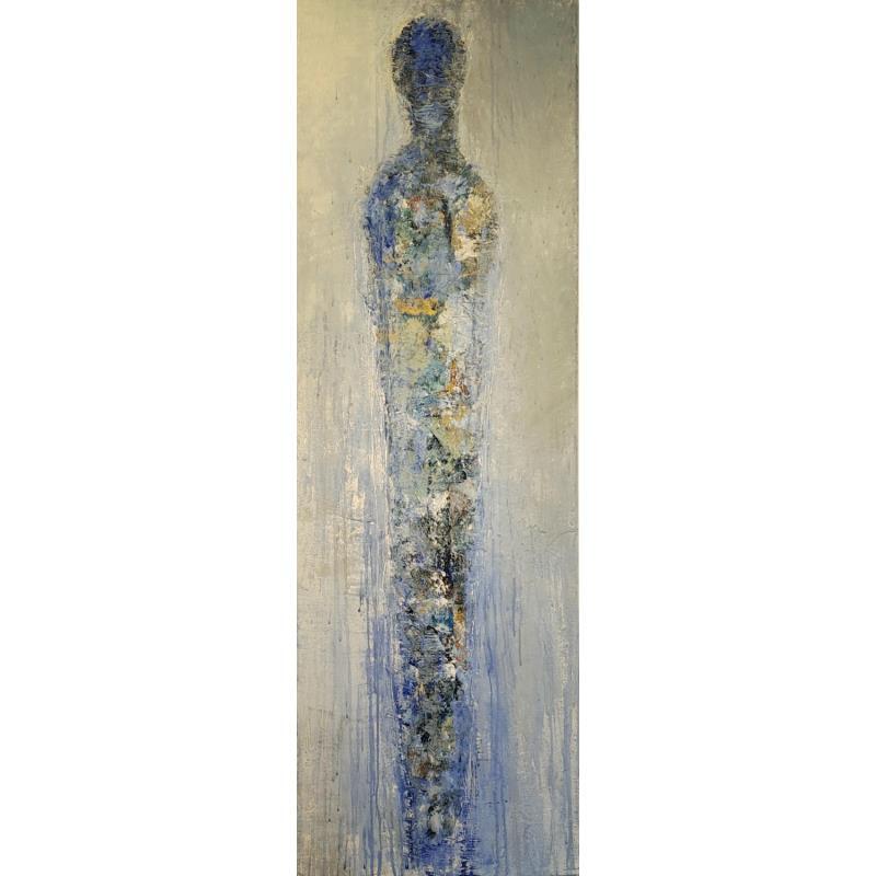 Peinture Douceur Lavande par Rocco Sophie | Tableau Art Singulier Acrylique Collage Sable