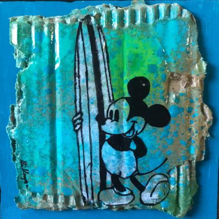 Peinture Mickey surf par Kikayou | Tableau Pop-art Acrylique, Collage, Graffiti Icones Pop