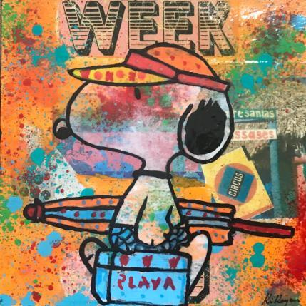 Peinture Snoopy week end par Kikayou | Tableau Pop-art Acrylique, Collage, Graffiti Icones Pop