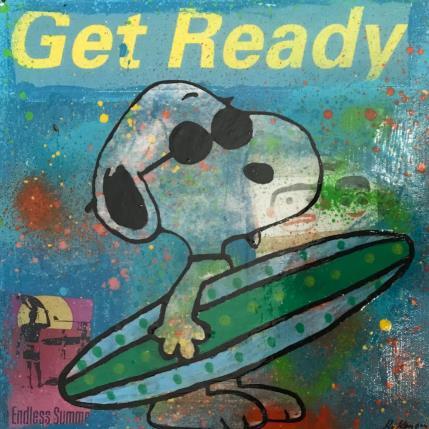 Peinture Snoopy surfing par Kikayou | Tableau Pop-art Acrylique, Collage, Graffiti Icones Pop