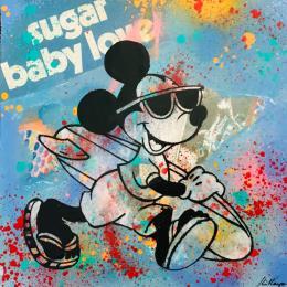 Painting Mickey surf by Kikayou | Painting Pop-art Acrylic, Gluing, Graffiti Minimalist, Pop icons