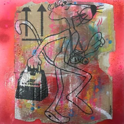 Peinture Panthere rose travel  par Kikayou | Tableau Pop-art Acrylique, Carton, Collage, Graffiti Icones Pop