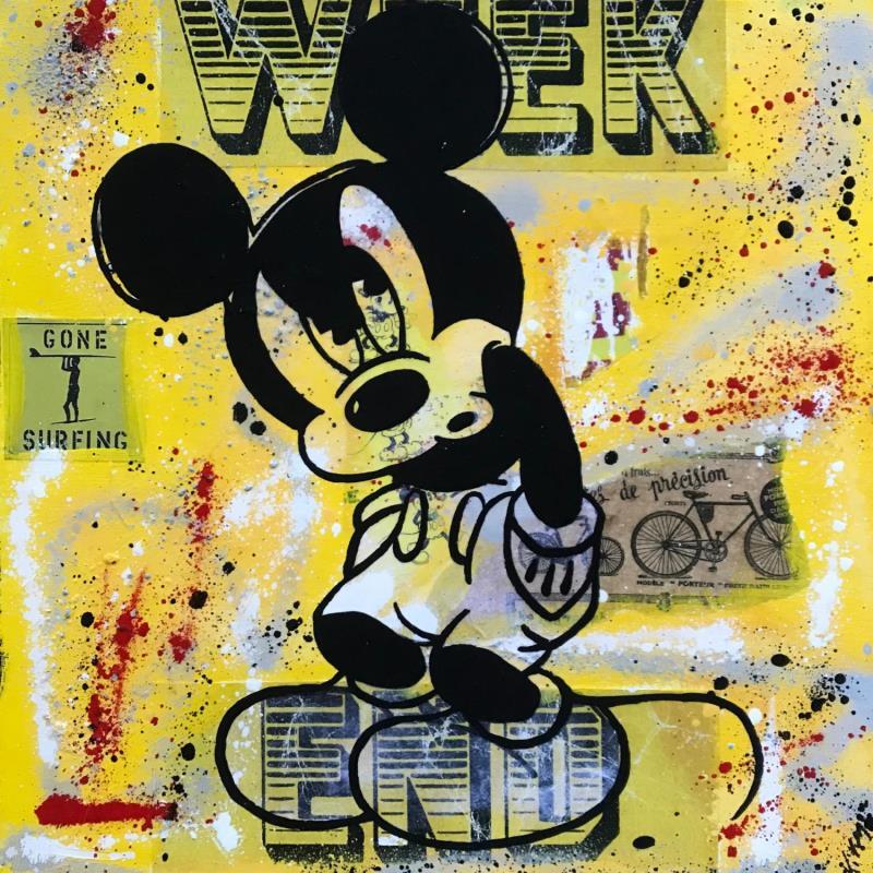 Peinture Mickey RRRR  par Kikayou | Tableau Pop-art Icones Pop Graffiti Acrylique Collage