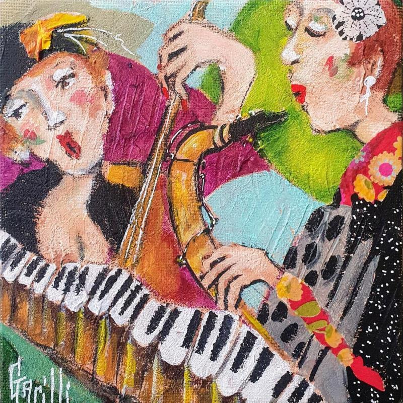 Peinture Two sisters par Garilli Nicole | Tableau Figuratif Scènes de vie Acrylique