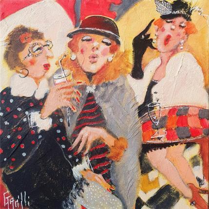 Peinture Flirtatious reunion par Garilli Nicole | Tableau Figuratif Acrylique Scènes de vie