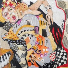 Painting The kiss by Garilli Nicole | Painting Figurative Acrylic Life style