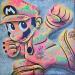 Peinture Mario color fight par Lemoine Mael | Tableau Pop-art Icones Pop Graffiti Acrylique