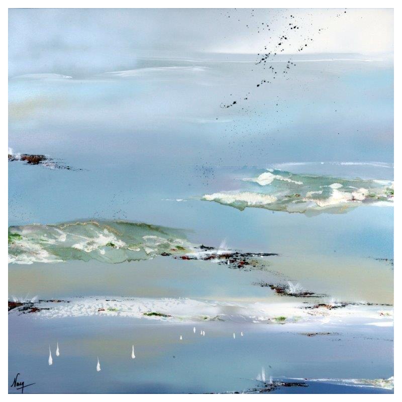 Pintura 80x80 No Name 106-1628-20240425-2 por Naen | Pintura Abstracto Minimalista Acrílico Ink