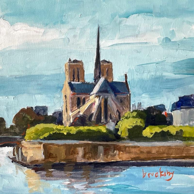 Pintura I remember Notre Dame por Brooksby | Pintura Figurativo Paisajes Aceite