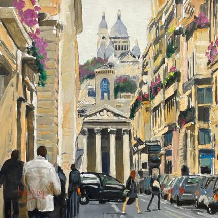 Peinture En route pour le Sacré Cœur par Brooksby | Tableau Figuratif Huile Urbain