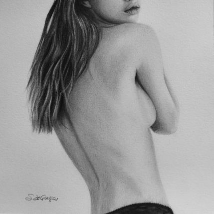 Gemälde Segretezza von De Grazia Serena | Gemälde Figurativ Zeichenkohle Pop-Ikonen