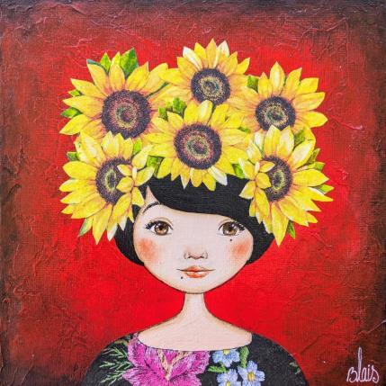 Peinture Maud  par Blais Delphine | Tableau Art naïf Acrylique, Collage Portraits