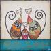 Peinture Chats 14 par Blais Delphine | Tableau Art naïf Animaux Acrylique Collage
