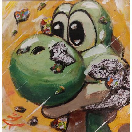 Peinture Little yoshi par Caizergues Noël  | Tableau Figuratif Acrylique, Collage Animaux, Enfant, Icones Pop