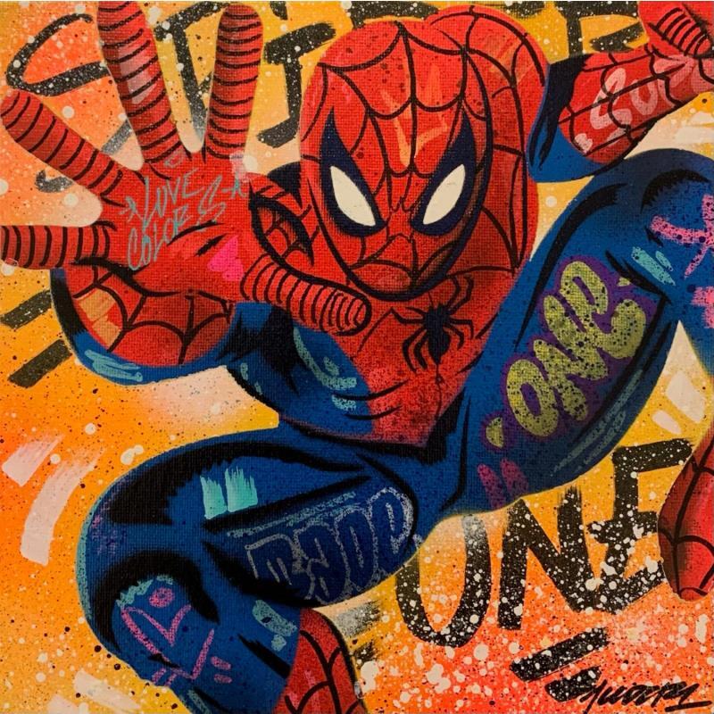 Peinture Spider Man par Lemoine Mael | Tableau Pop-art Icones Pop Graffiti Acrylique