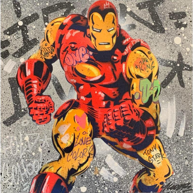 Painting Iron Man Vintage by Lemoine Mael | Painting Pop-art Pop icons Graffiti Acrylic