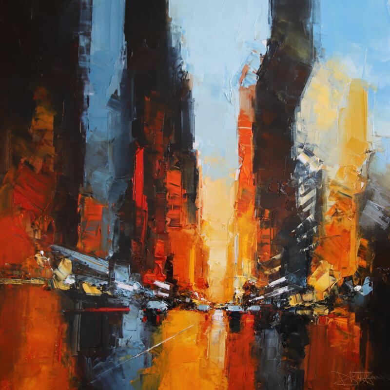 Peinture Manhattan Henge par Castan Daniel | Tableau Figuratif Urbain Huile