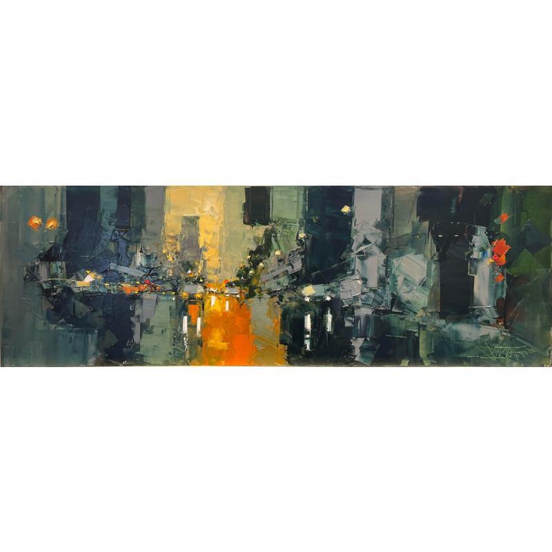 Pintura Trafic  por Castan Daniel | Pintura Figurativo Paisajes Urbano Minimalista Aceite