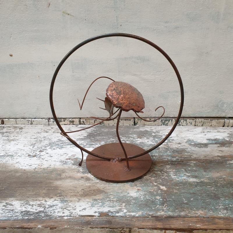 Sculpture mini méduse  by Eres Nicolas | Sculpture Figurative Animals Metal