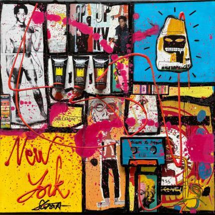 Peinture Tribute to Basquiat par Costa Sophie | Tableau Pop-art Acrylique, Collage, Upcycling Icones Pop