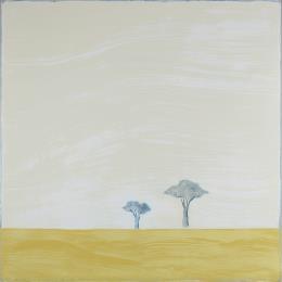 Painting Comme un jaune arborescent 0624 by ChristophL | Painting Figurative Acrylic, Ink, Pigments Landscapes, Minimalist