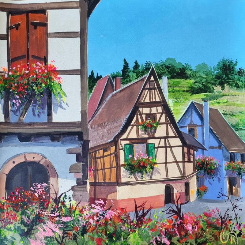 Peinture Summer came with flowers par Rasa | Tableau Figuratif Urbain Acrylique