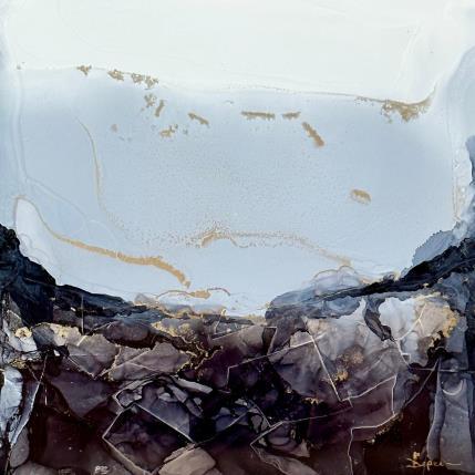 Peinture 1255 POÉSIE MINÉRALE par Depaire Silvia | Tableau Abstrait Acrylique, Collage, Encre Minimaliste, Nature, Noir & blanc