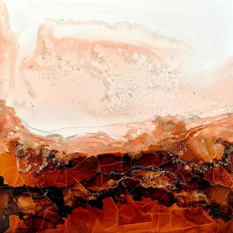 Peinture 1550 NUÉES D'AMOUR par Depaire Silvia | Tableau Abstrait Paysages Nature Minimaliste Métal Acrylique Collage Encre