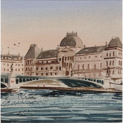Painting Pont et université by De León Lévi Marcelo | Painting Figurative Watercolor Pop icons, Urban