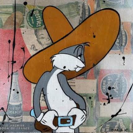 Painting F2  Cow boy by Marie G.  | Painting Pop-art Acrylic, Gluing, Wood Pop icons