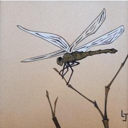 Peinture Libéllule par Jovys Laurence  | Tableau Matiérisme Sable Animaux