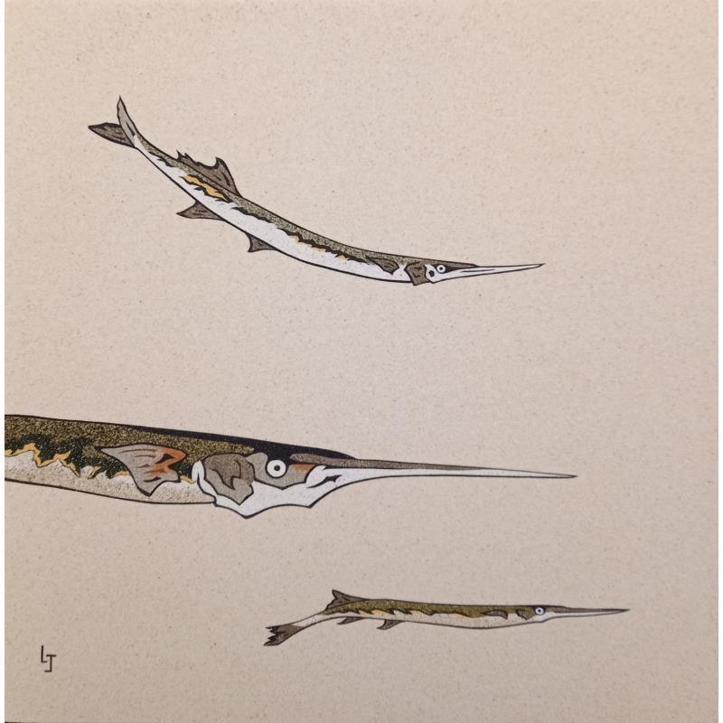 Peinture Orphies par Jovys Laurence  | Tableau Matiérisme Marine Animaux Sable