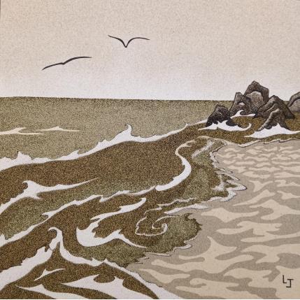 Peinture Vagues par Jovys Laurence | Tableau Matiérisme Sable Paysages