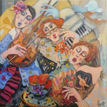 Peinture Envoûtant concert frugal par Garilli Nicole | Tableau Figuratif Acrylique, Fusain Scènes de vie
