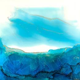 Gemälde 1636 Poésie Marine von Depaire Silvia | Gemälde Abstrakt Acryl, Collage, Metall, Tinte Landschaften, Marine, Stillleben