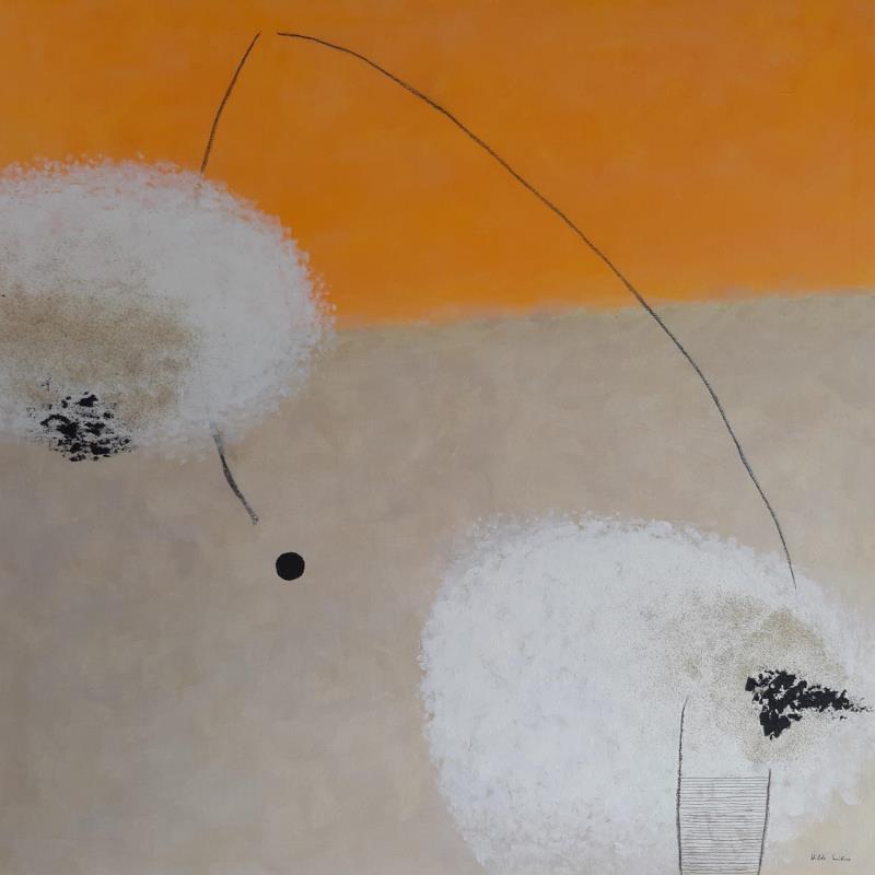 Peinture Abstract Yellow F7 par Wilms Hilde | Tableau Abstrait Acrylique Collage